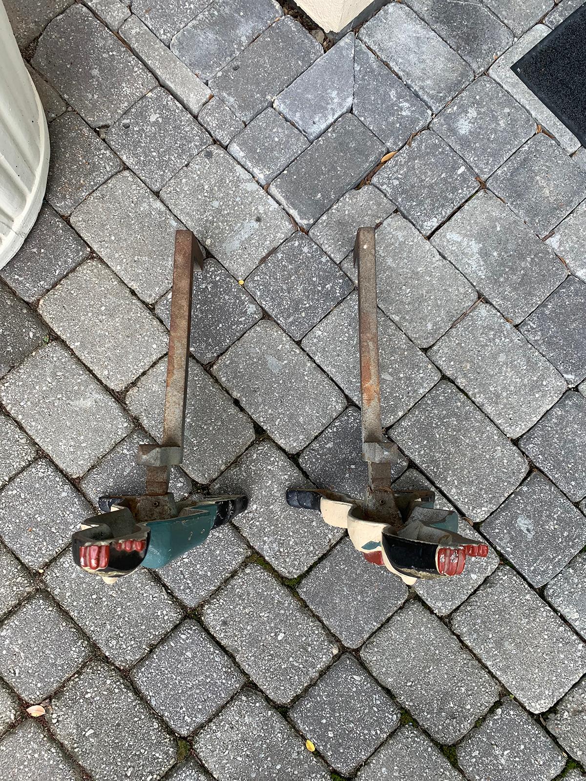 Pair of 19th Century Cast Iron Hessian Soldier Andirons 2