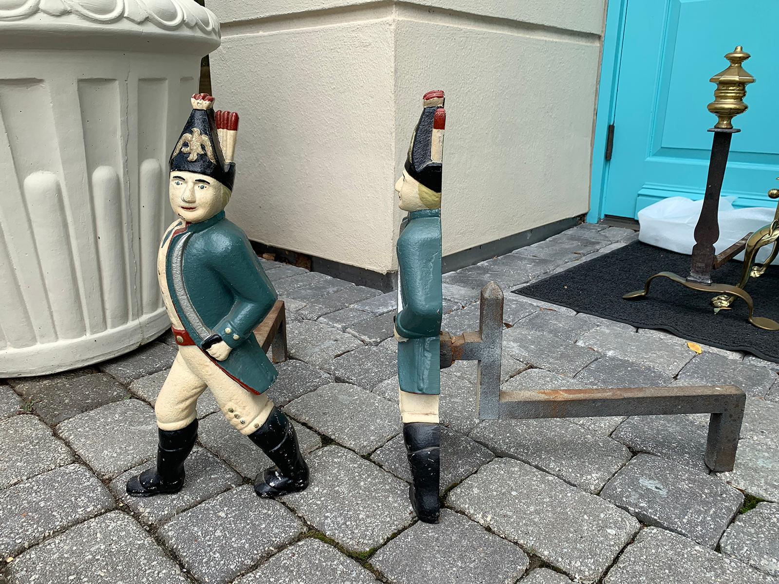 Pair of 19th Century Cast Iron Hessian Soldier Andirons 3