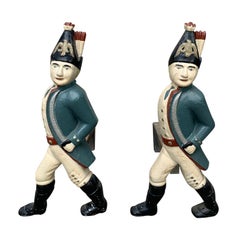 Pair of 19th Century Cast Iron Hessian Soldier Andirons