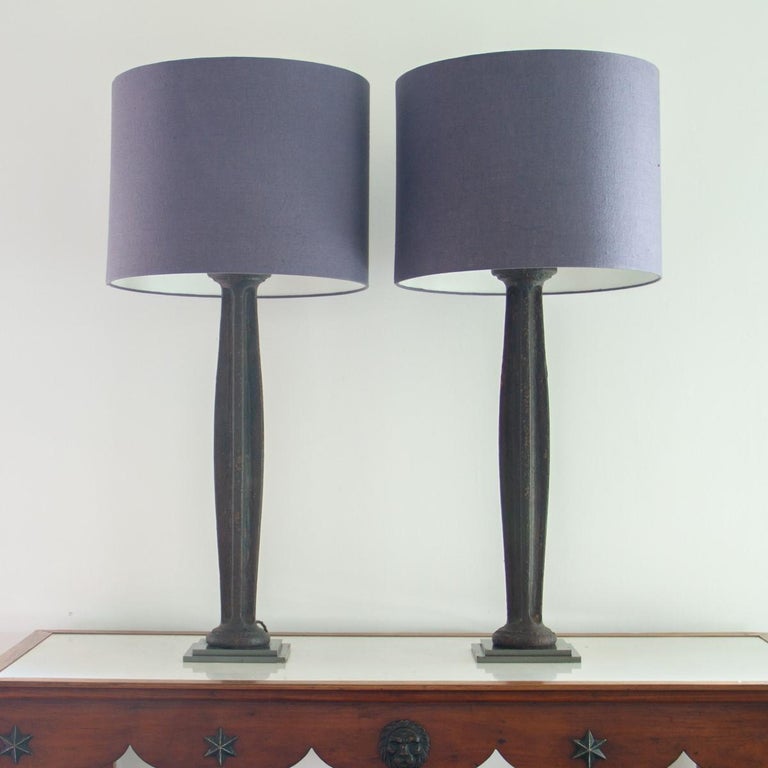 Pair of 19th Century Cast Iron Lamps For Sale at 1stDibs