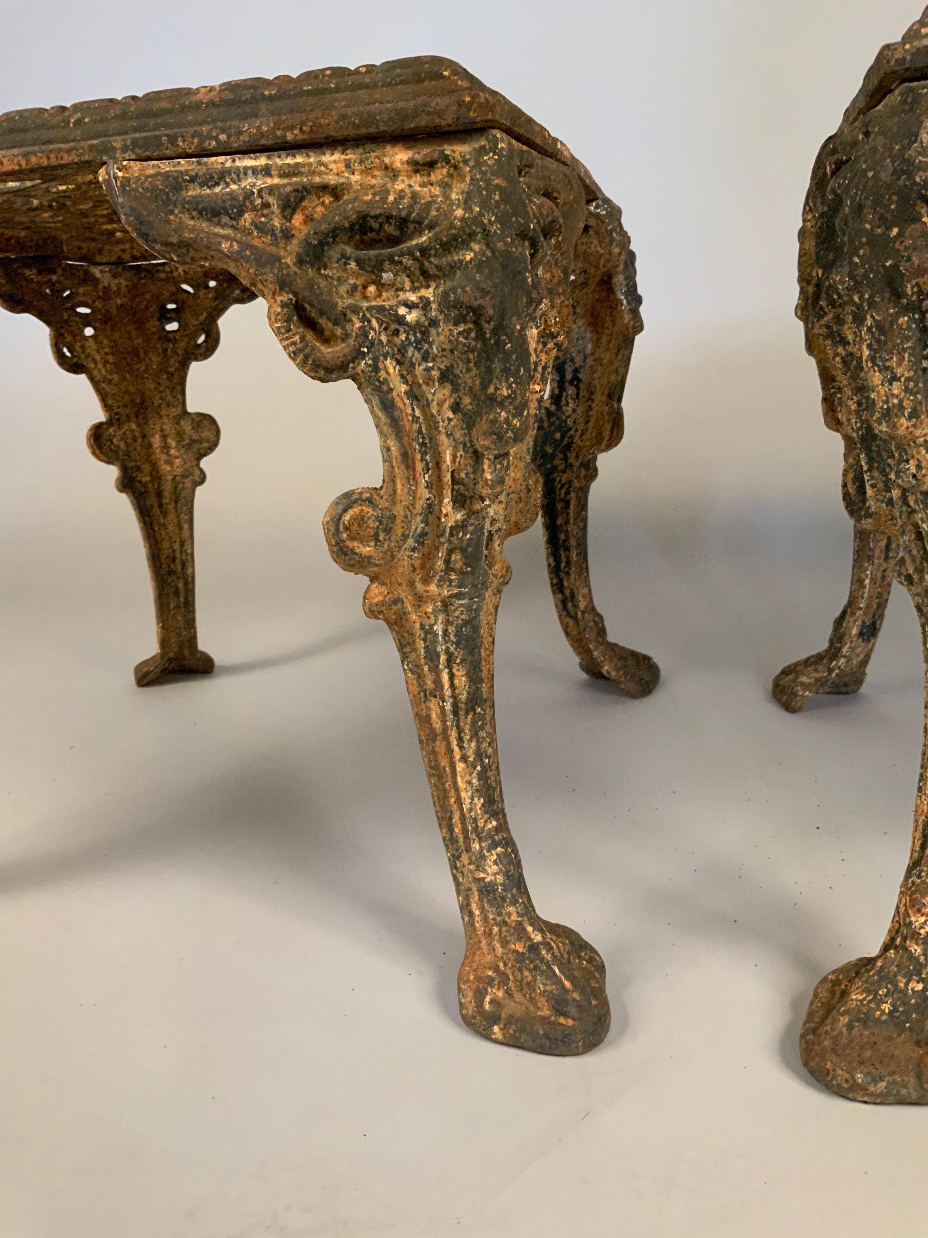 Pair of 19th Century Cast Iron Satyr Garden Benches or Tables In Good Condition In Hudson, NY