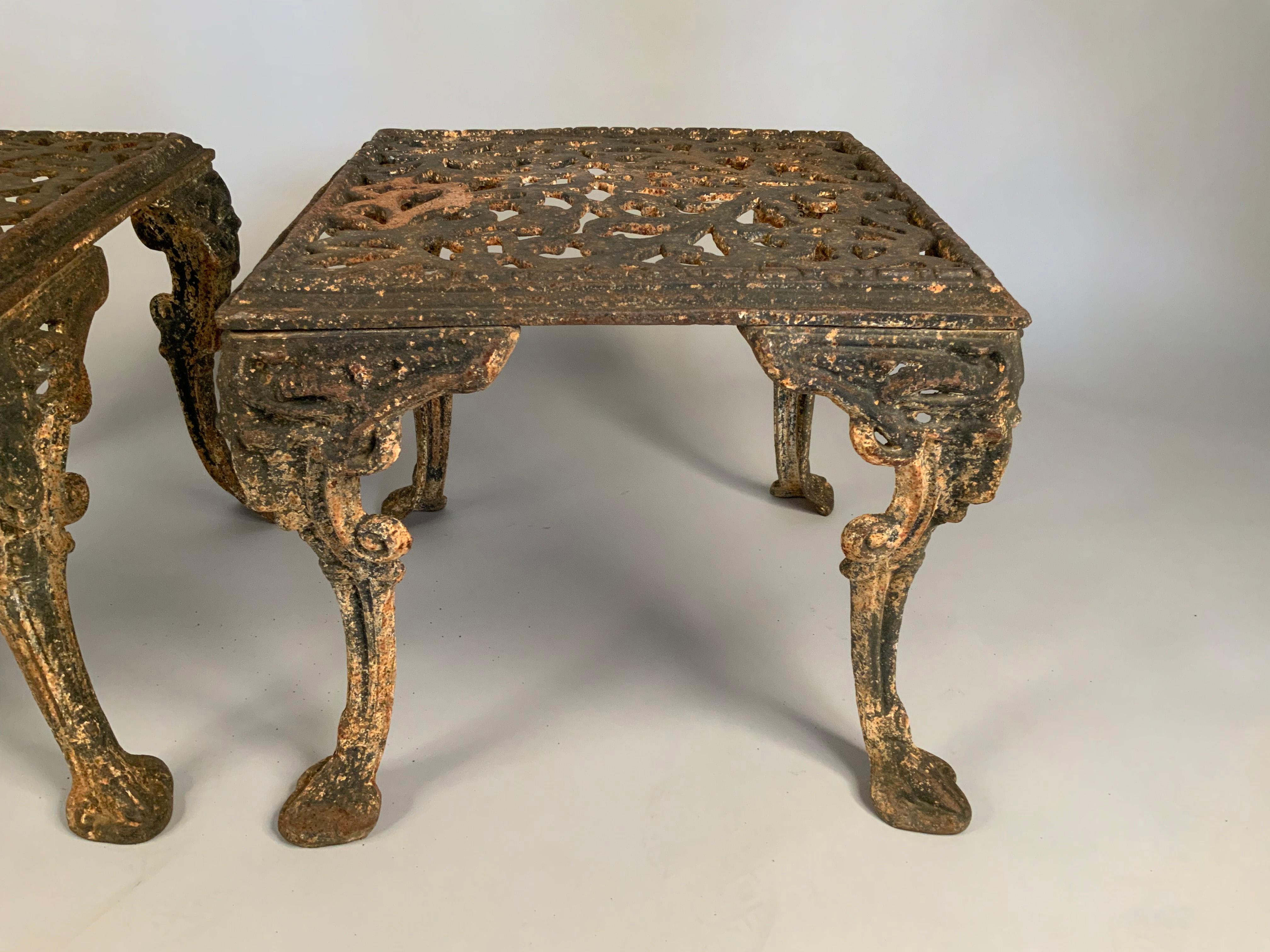 Pair of 19th Century Cast Iron Satyr Garden Benches or Tables 2