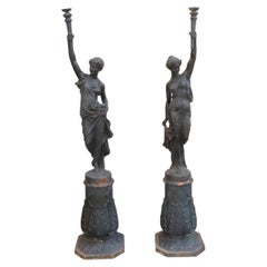 Pair Of 19th-century Cast Iron Torchères, L. Gasne Foundry In Tusey