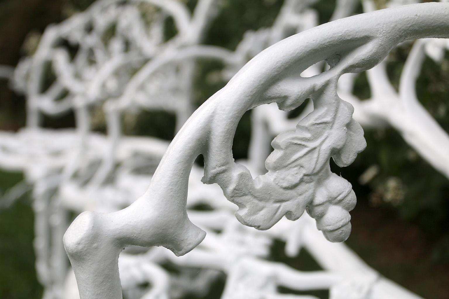 Pair of 19th-century cast-iron twig seats marked by maker For Sale 3