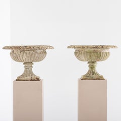 Pair of 19th Century Cast Iron Urns