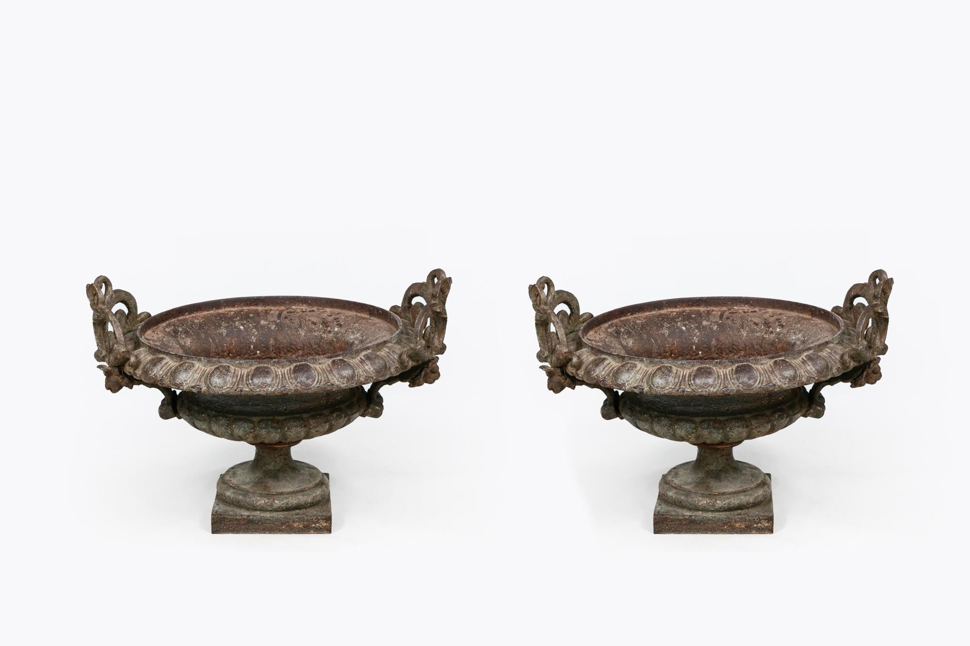 Pair of 19th Century Cast Iron Urns For Sale 1