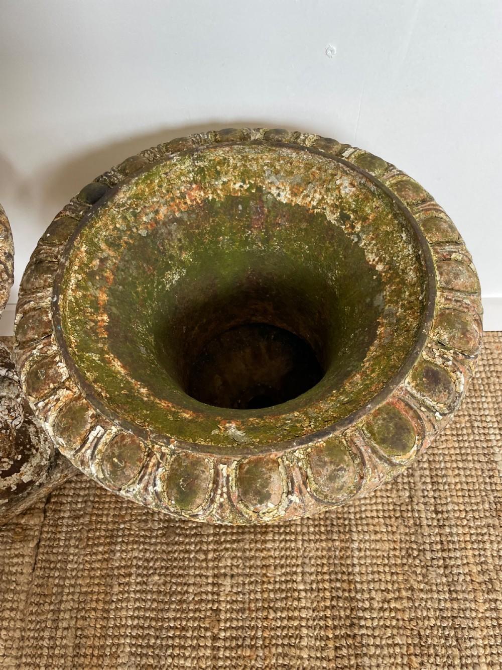 Pair of 19th century cast iron urns  2
