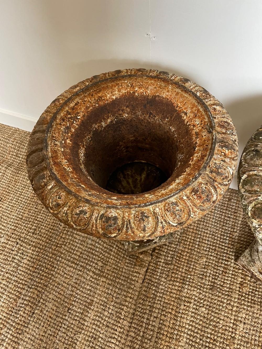 Pair of 19th century cast iron urns  3