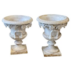 Pair of 19th Century Cast-Iron Urns