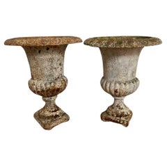 Antique Pair of 19th century cast iron urns 