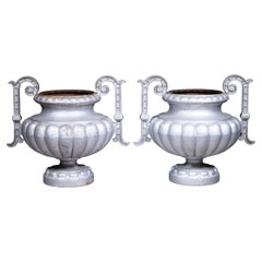 Pair of 19th Century Cast Iron Urns from France, 1800s