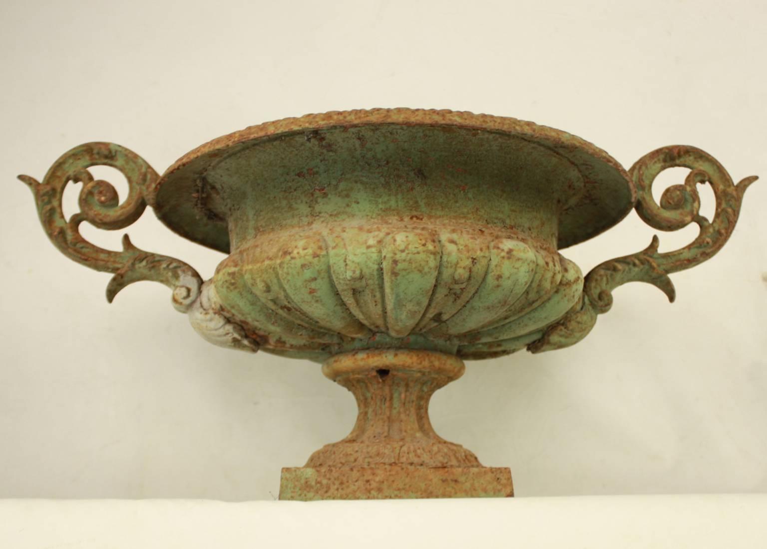Paar Urnen oder Jardinieres aus Gusseisen des 19. Jahrhunderts (Eisen)