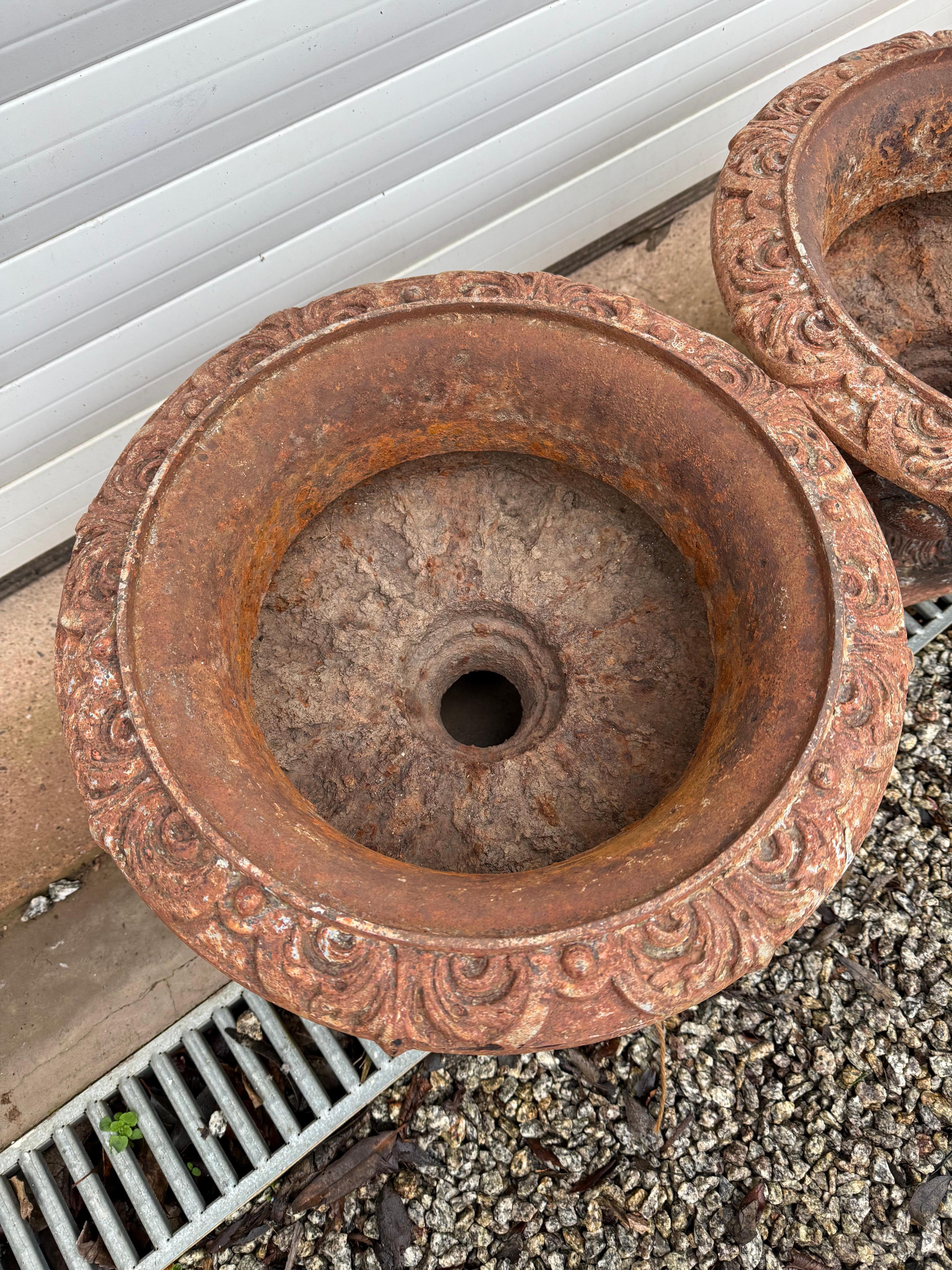 Pair of 19th century cast iron urns / planters For Sale 1