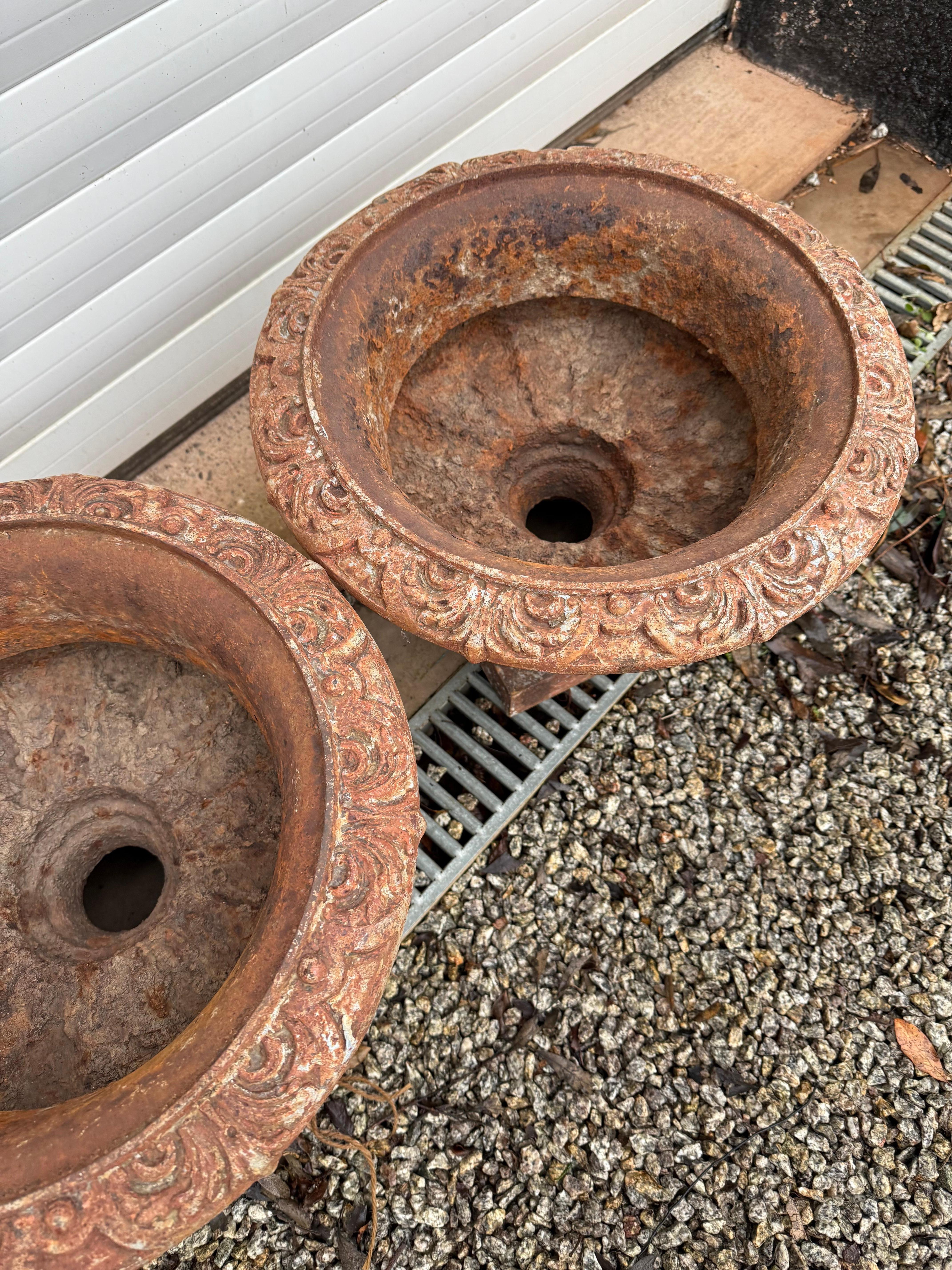 Pair of 19th century cast iron urns / planters For Sale 3