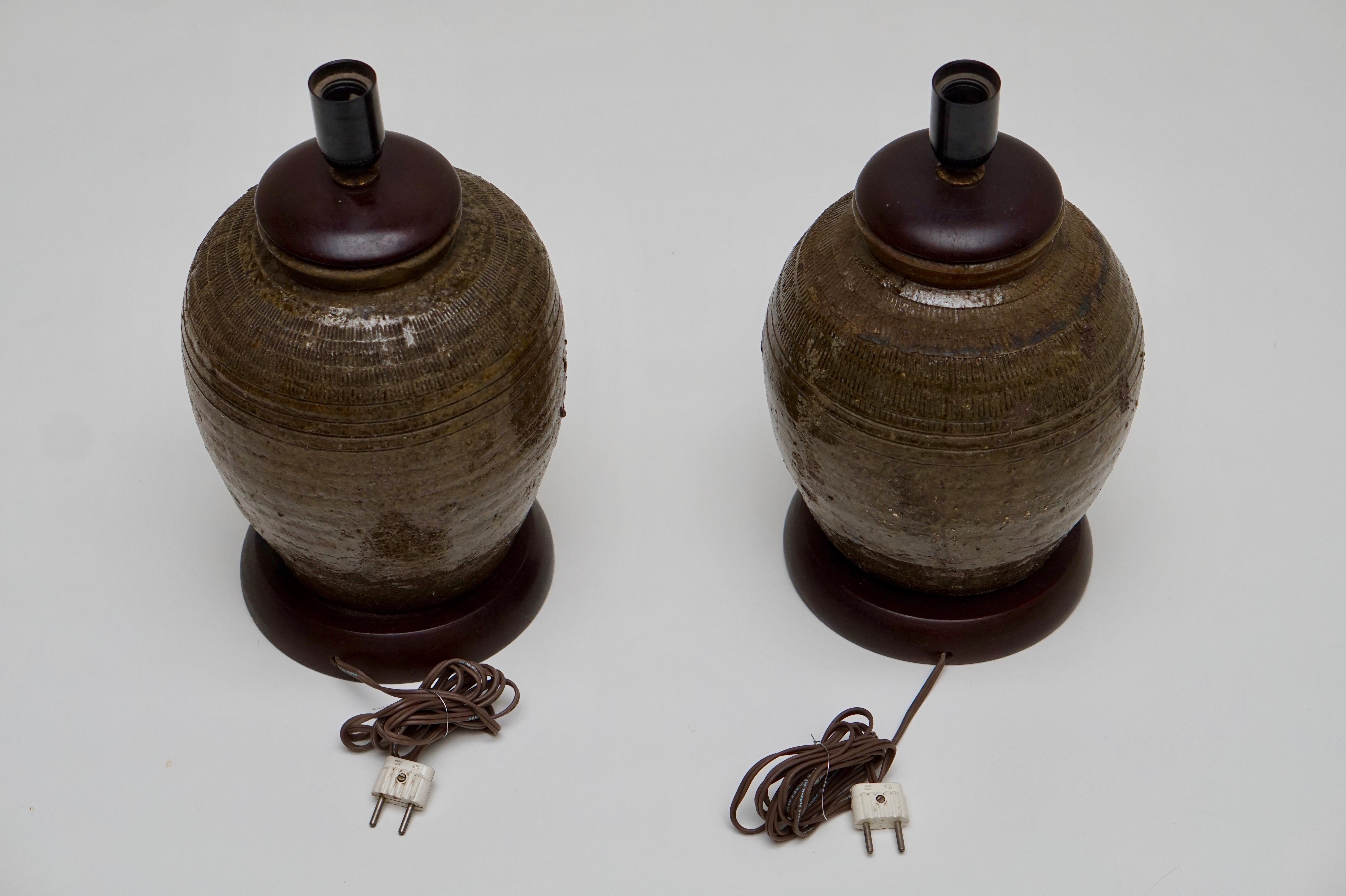 Pair of 19th Century, Ceramic Urn or Jar Table Lamps 5