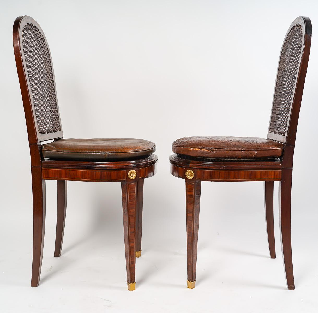 French Pair of 19th Century Chairs in the Louis XVI Style. For Sale