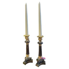 Paar Charles X. Bronze-Kerzenständer aus dem 19. Jahrhundert