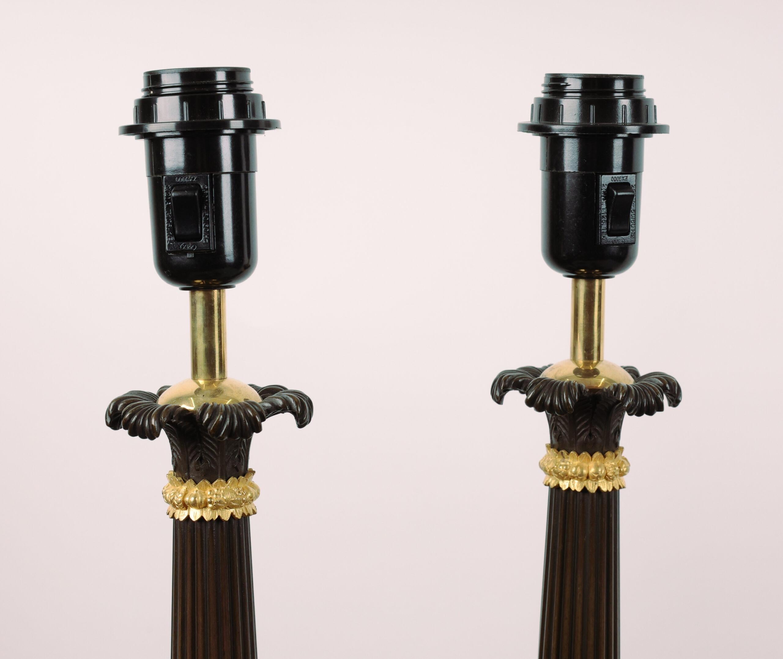 Carlo X Coppia di  Basi per lampade a candelabro Charles X del 19° secolo in vendita