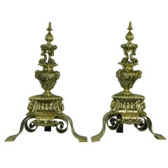 Pair of 19th Century Chenets or Andirons Beautifully Adorned