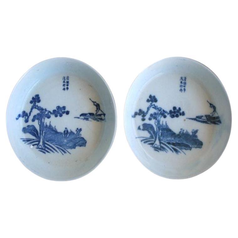 Pareja de platos de loza china del siglo XIX en venta