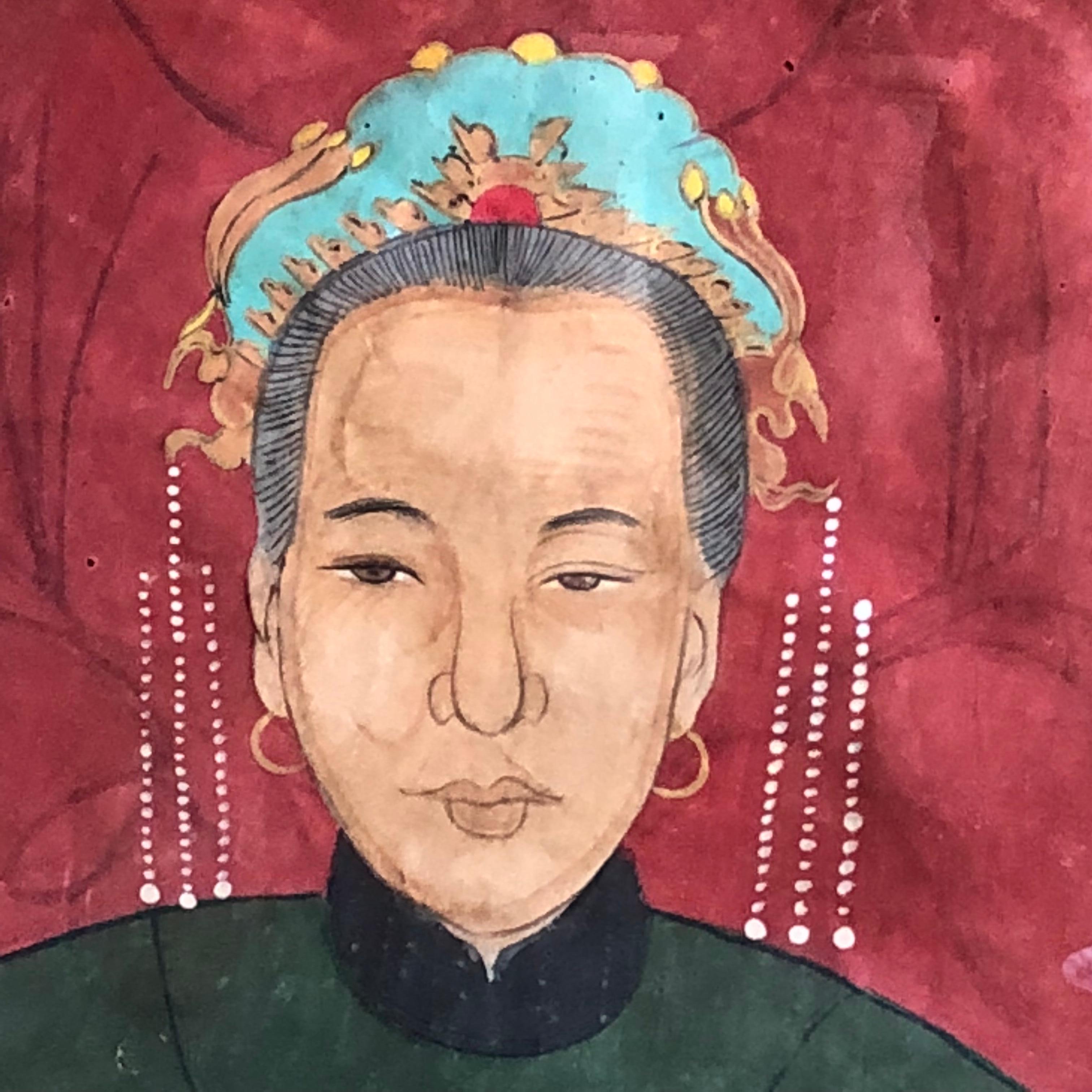 Paire de portraits d'ancêtres chinois du 19ème siècle, de grande taille, encadré en vente 3