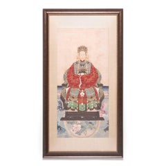Paire de portraits d'ancêtres chinois du 19ème siècle