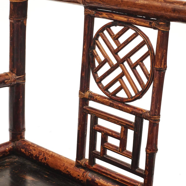 Pair of 19th Century Chinese Bamboo Arm Chairs in Original Condition In Good Condition For Sale In Nordhavn, DK