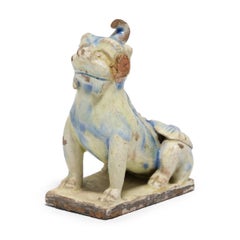 Pair of 19th Century Chinese Blue and White Qilin Figurines