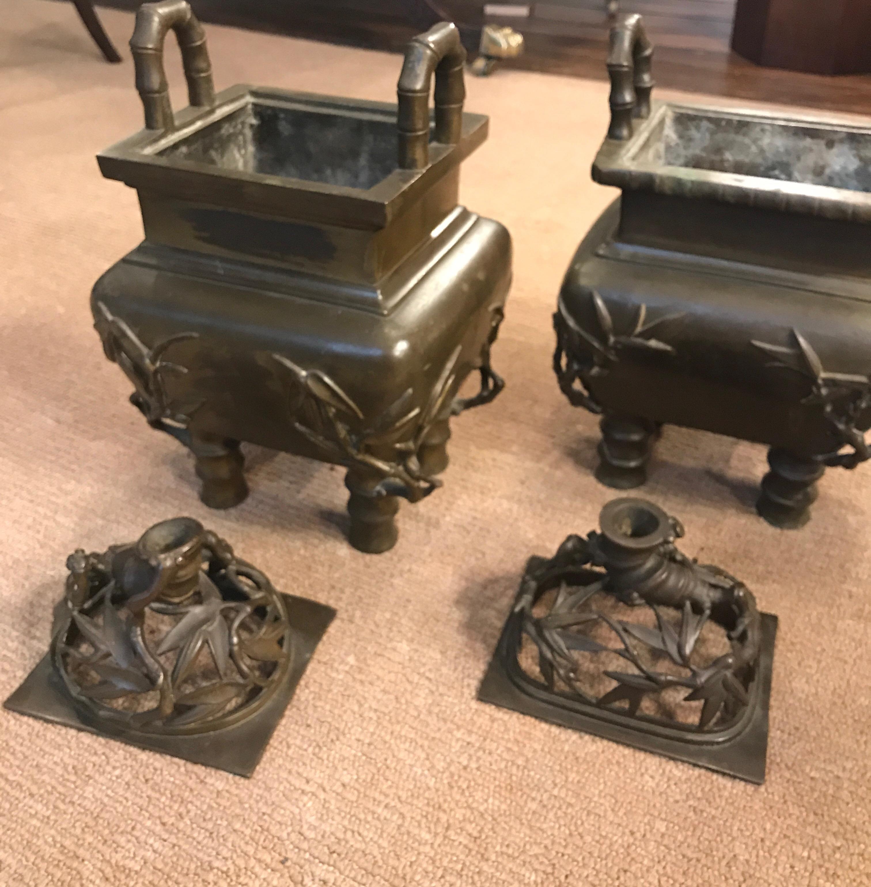 Pair of 19th Century Chinese Bronze Censer Urns 2