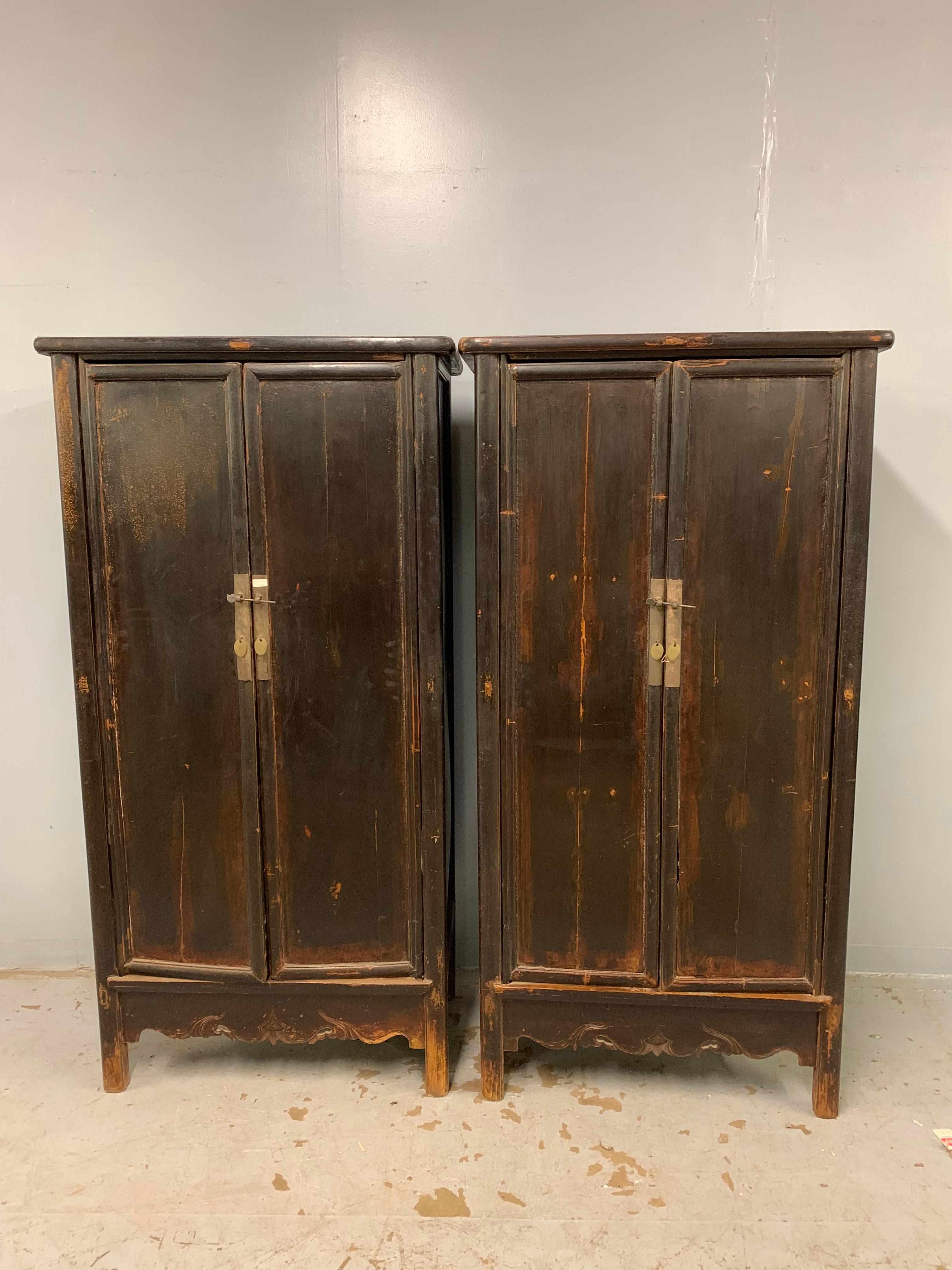 A pair of late 19th century Chinese lacquered elmwood cabinets.

 
 