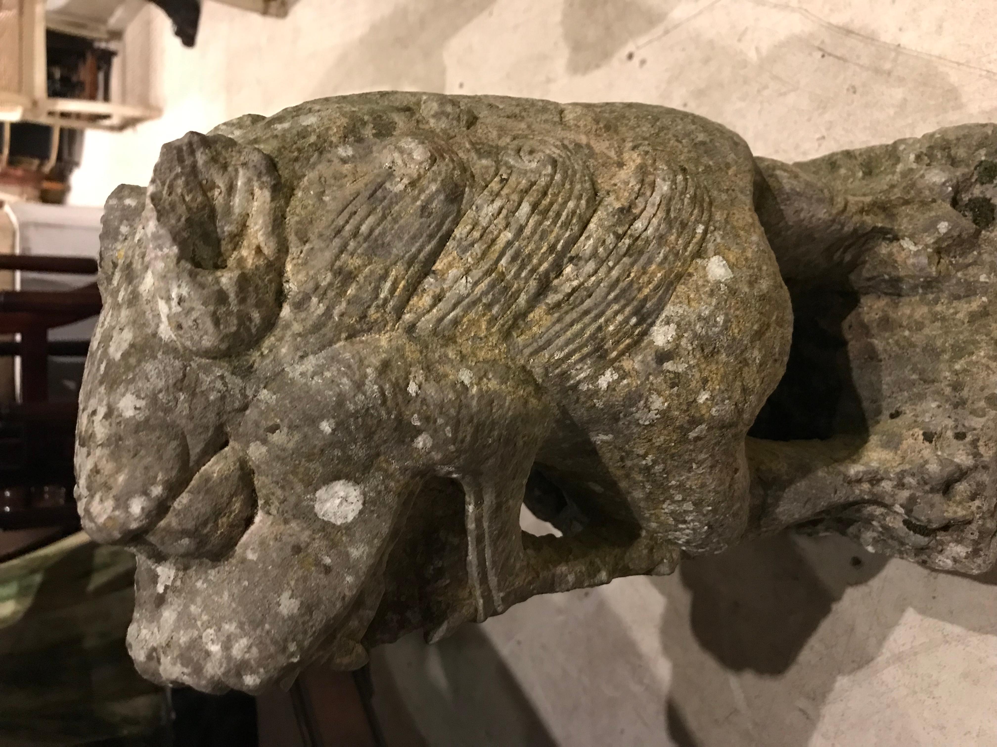 Pair of 19th Century Chinese Carved Stone Lions For Sale 11