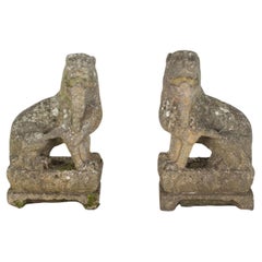 Paar chinesische geschnitzte Steinlöwen aus dem 19.