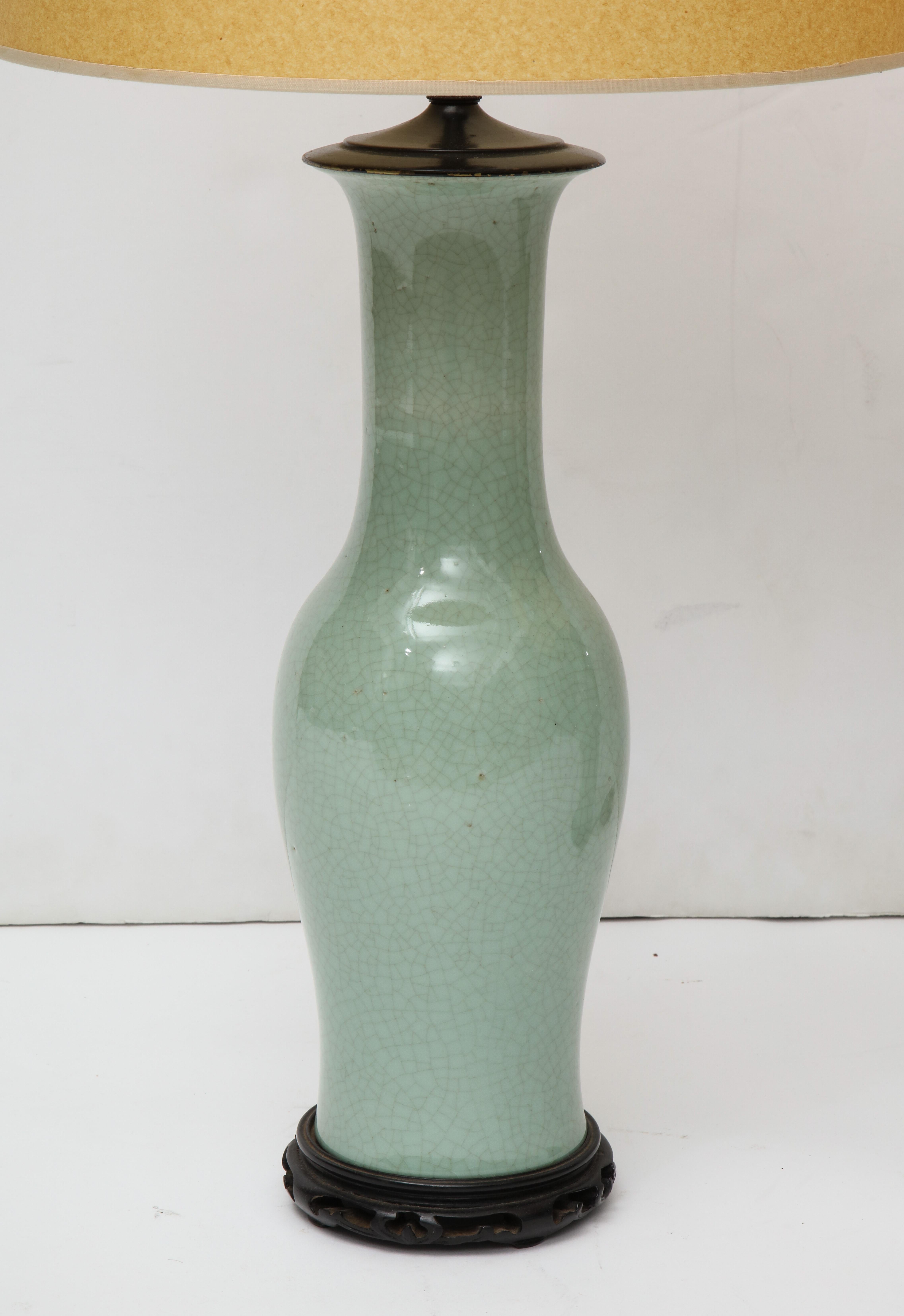 Pair of 19th Century Chinese Celadon Lamps 1