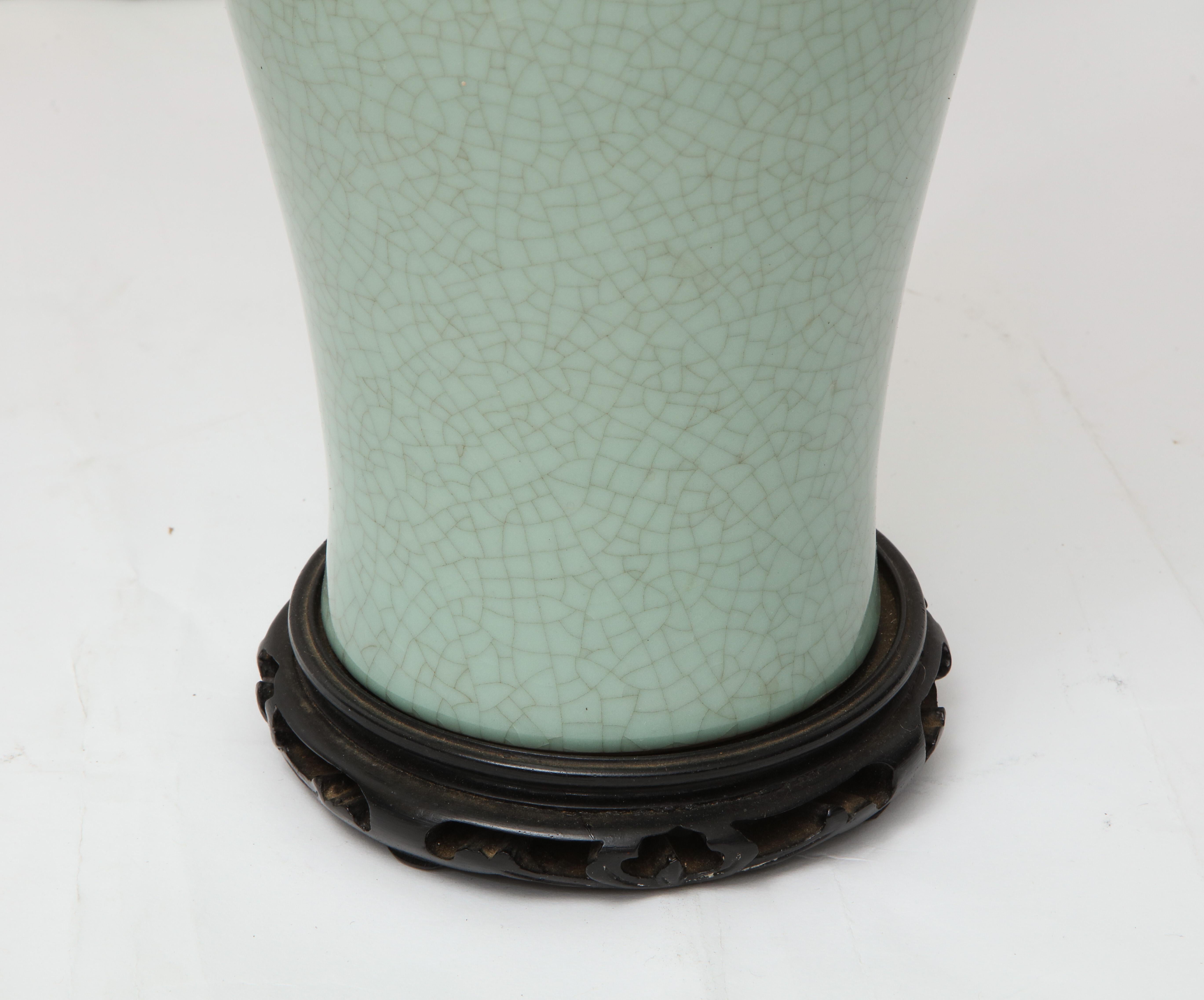 Pair of 19th Century Chinese Celadon Lamps 8