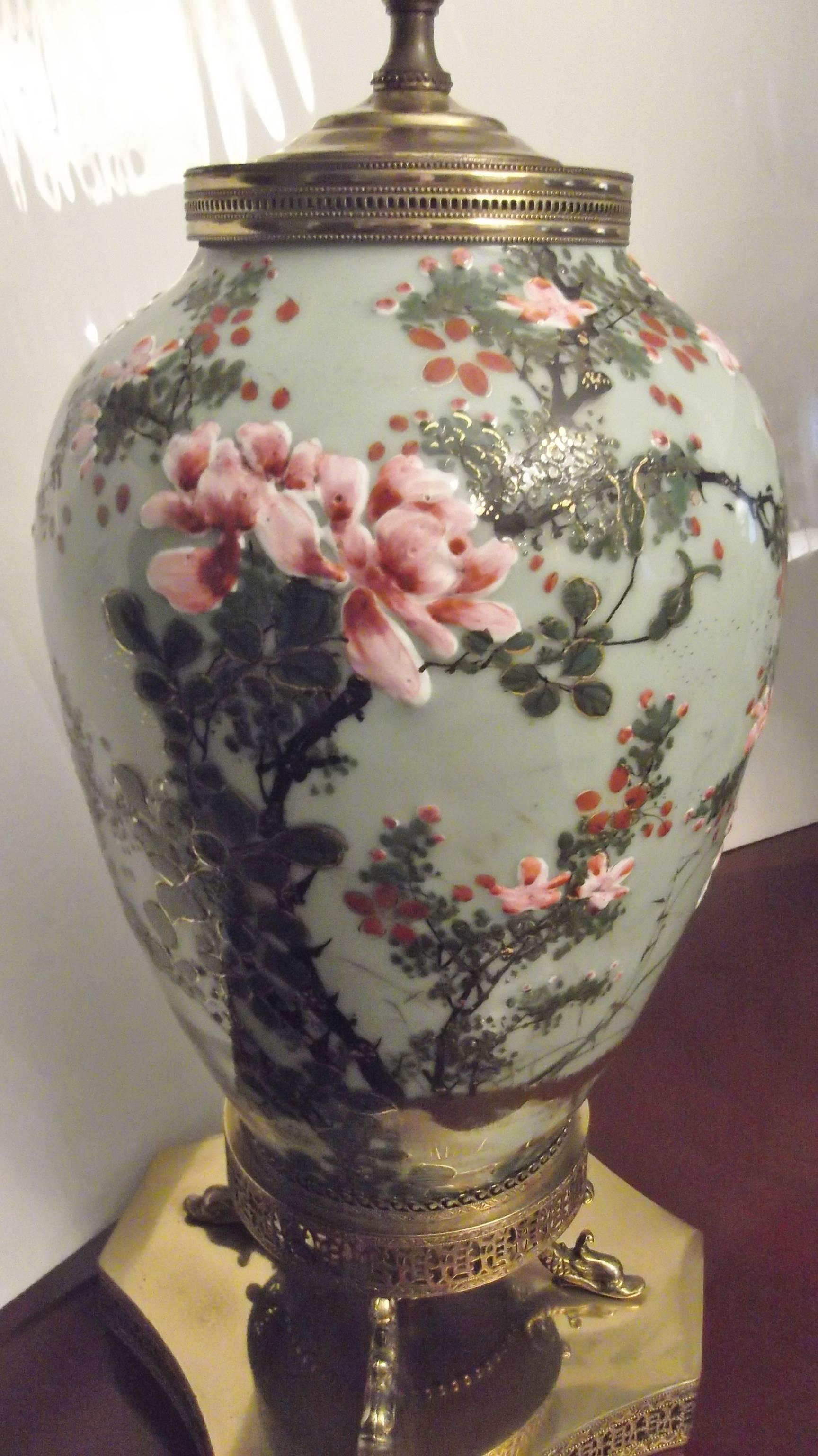 Pair of 19th Century Chinese Celadon Porcelain Lamps In Good Condition In Lambertville, NJ