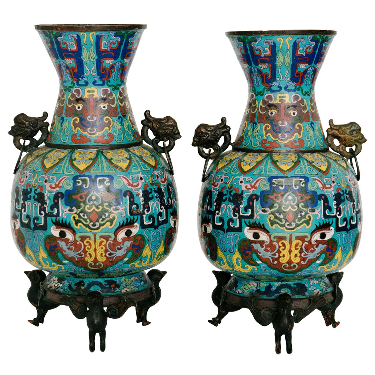 Pair of 19th Century Chinese Cloisonné Vases