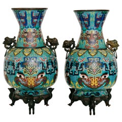 Antique Pair of 19th Century Chinese Cloisonné Vases