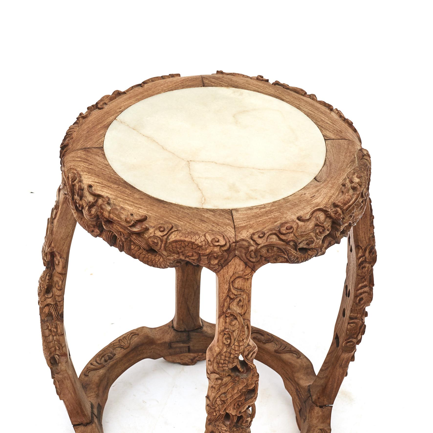 Qing Pair of 19th Century Chinese Drum Stools
