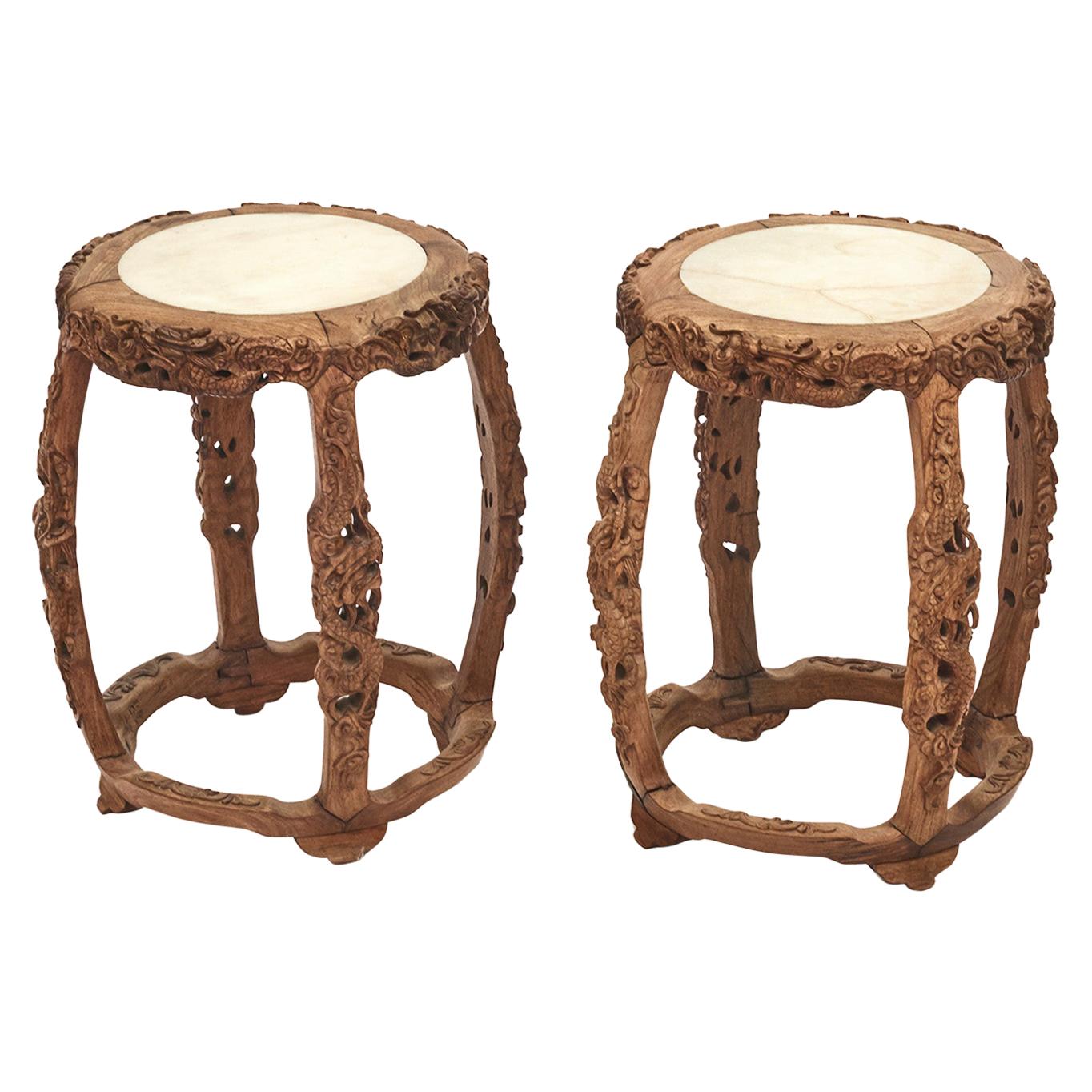 Pair of 19th Century Chinese Drum Stools