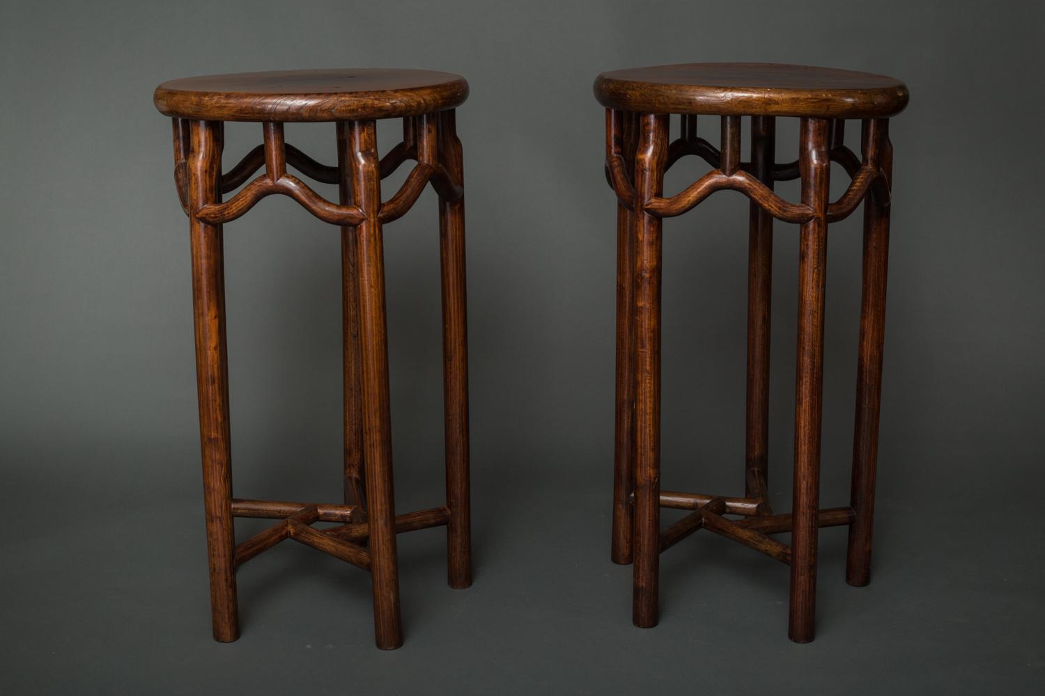 Pair of 19th Century Chinese Elmwood Stands In Good Condition In Hudson, NY