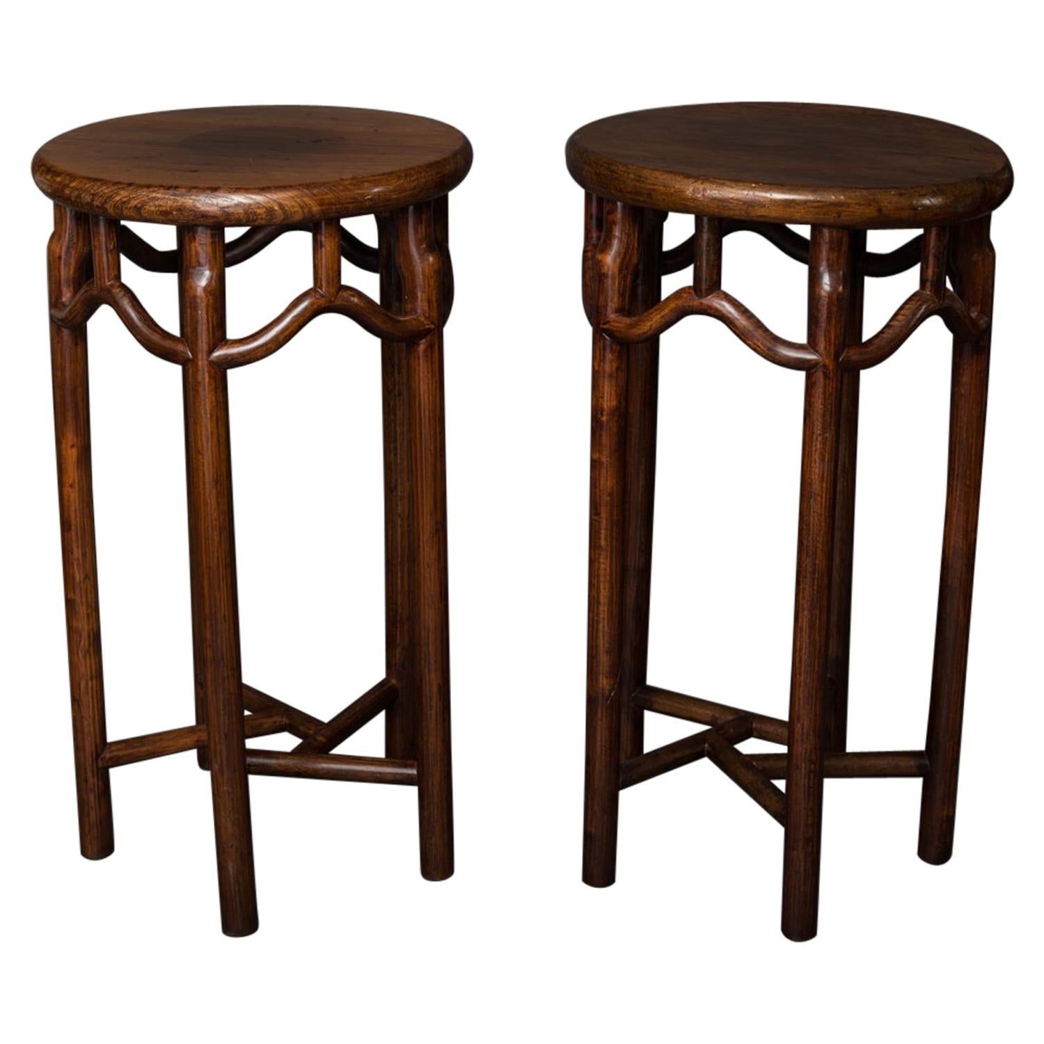 Pair of 19th Century Chinese Elmwood Stands