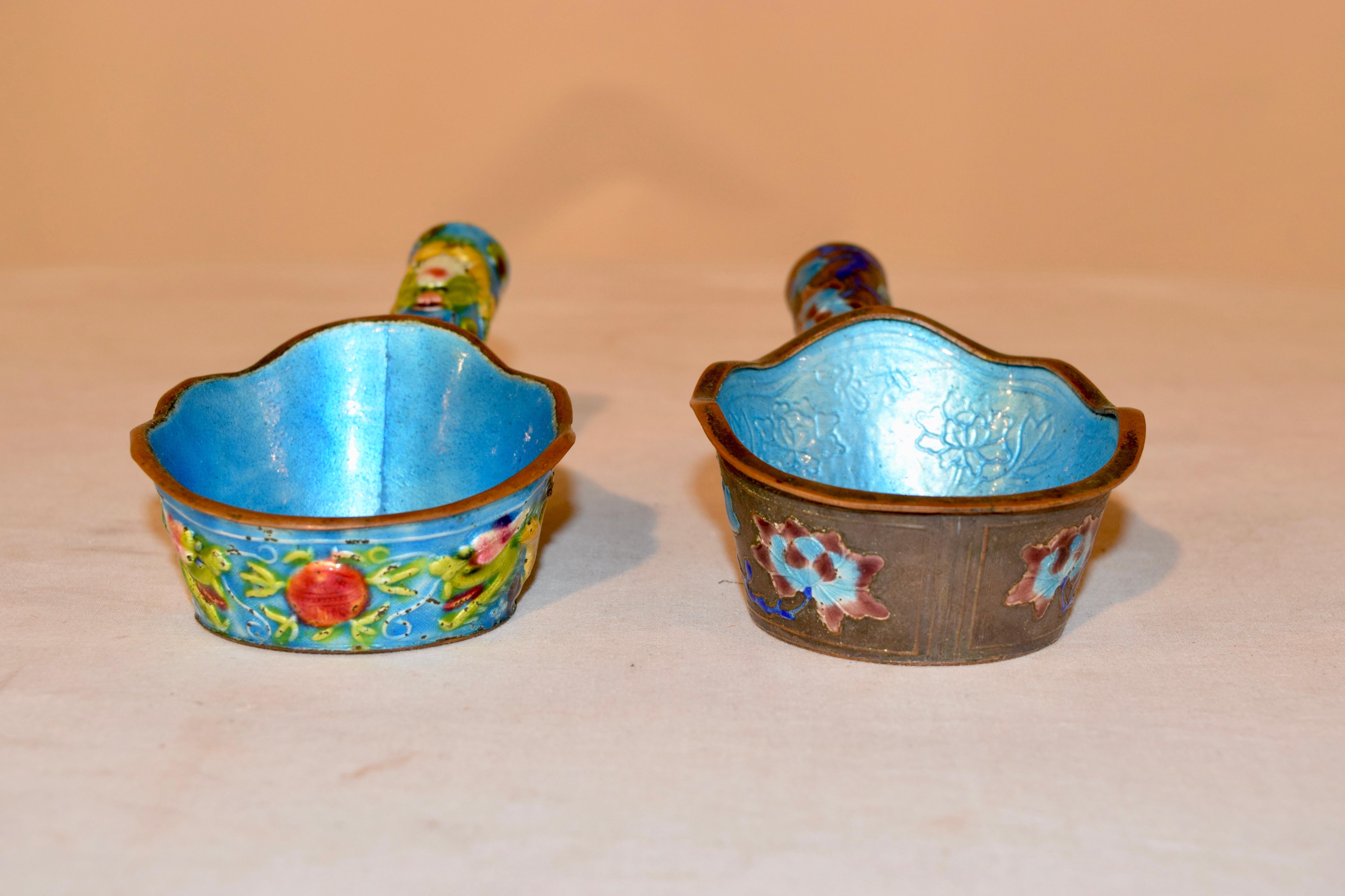 Chinese Export Pair of 19th Century Chinese Enameled Ladles