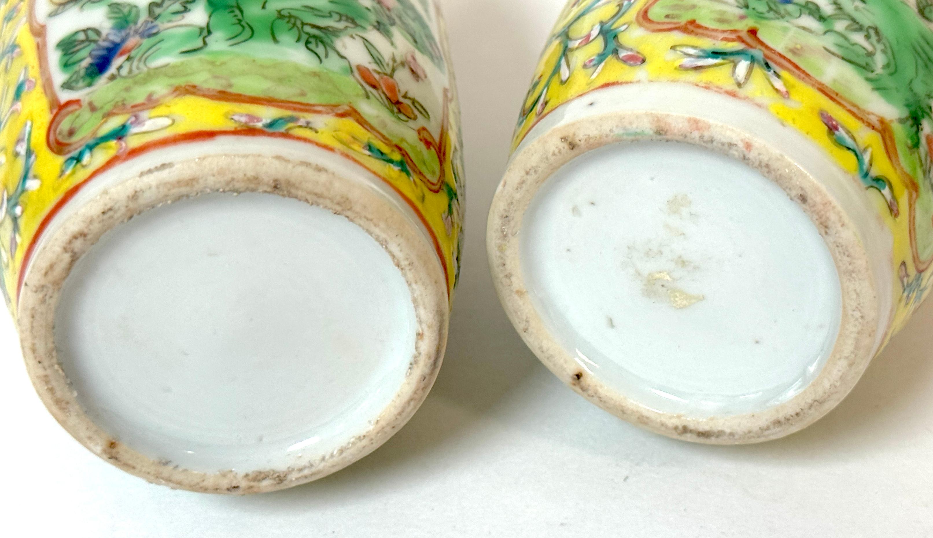Pair of 19th Century Chinese Export Famille Rose Vases Gilt Foo Lion Handles For Sale 4