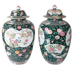 Pair of 19th Century Chinese Famille Noir Style Vases