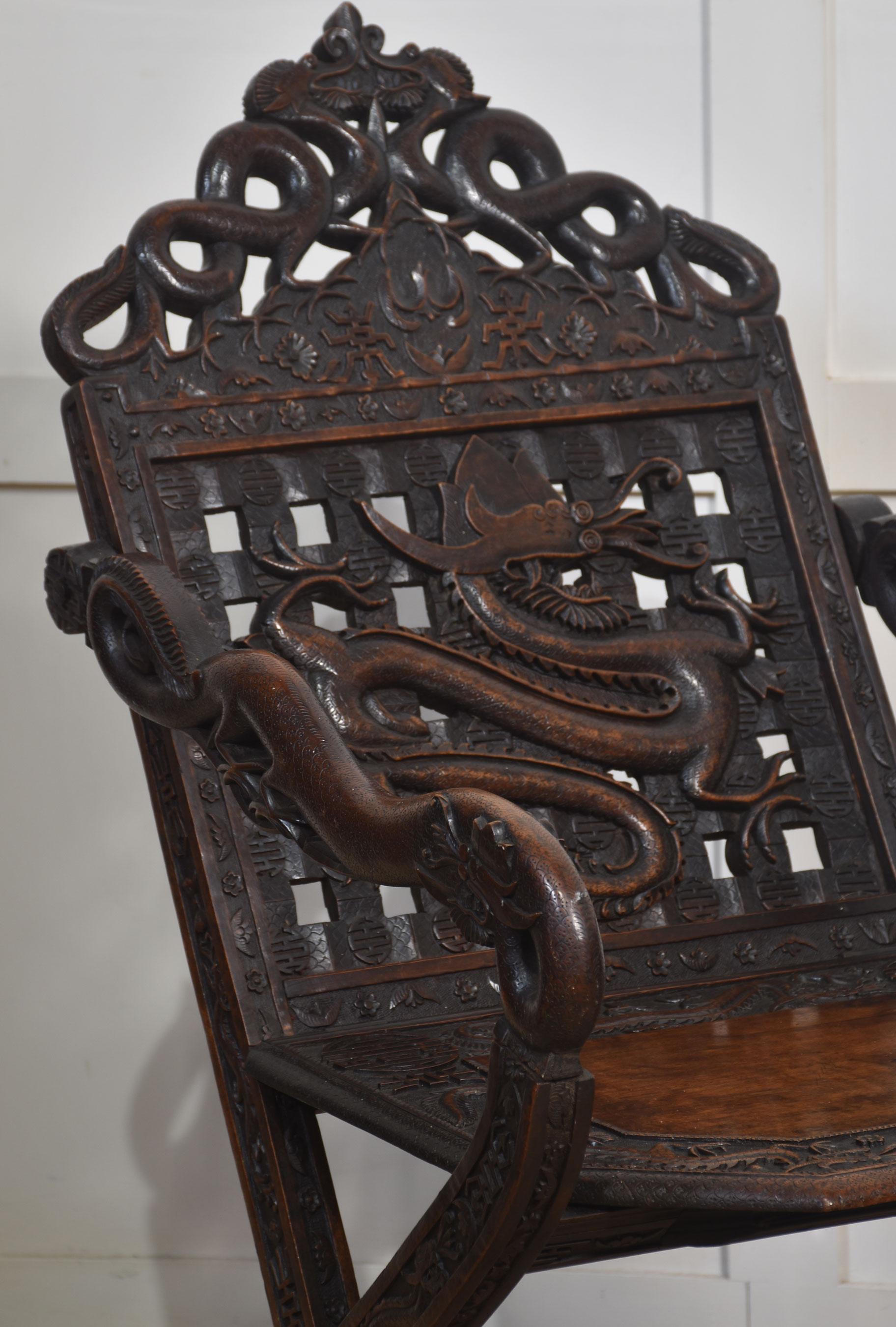 British Pair of 19th century Chinese folding armchairs For Sale