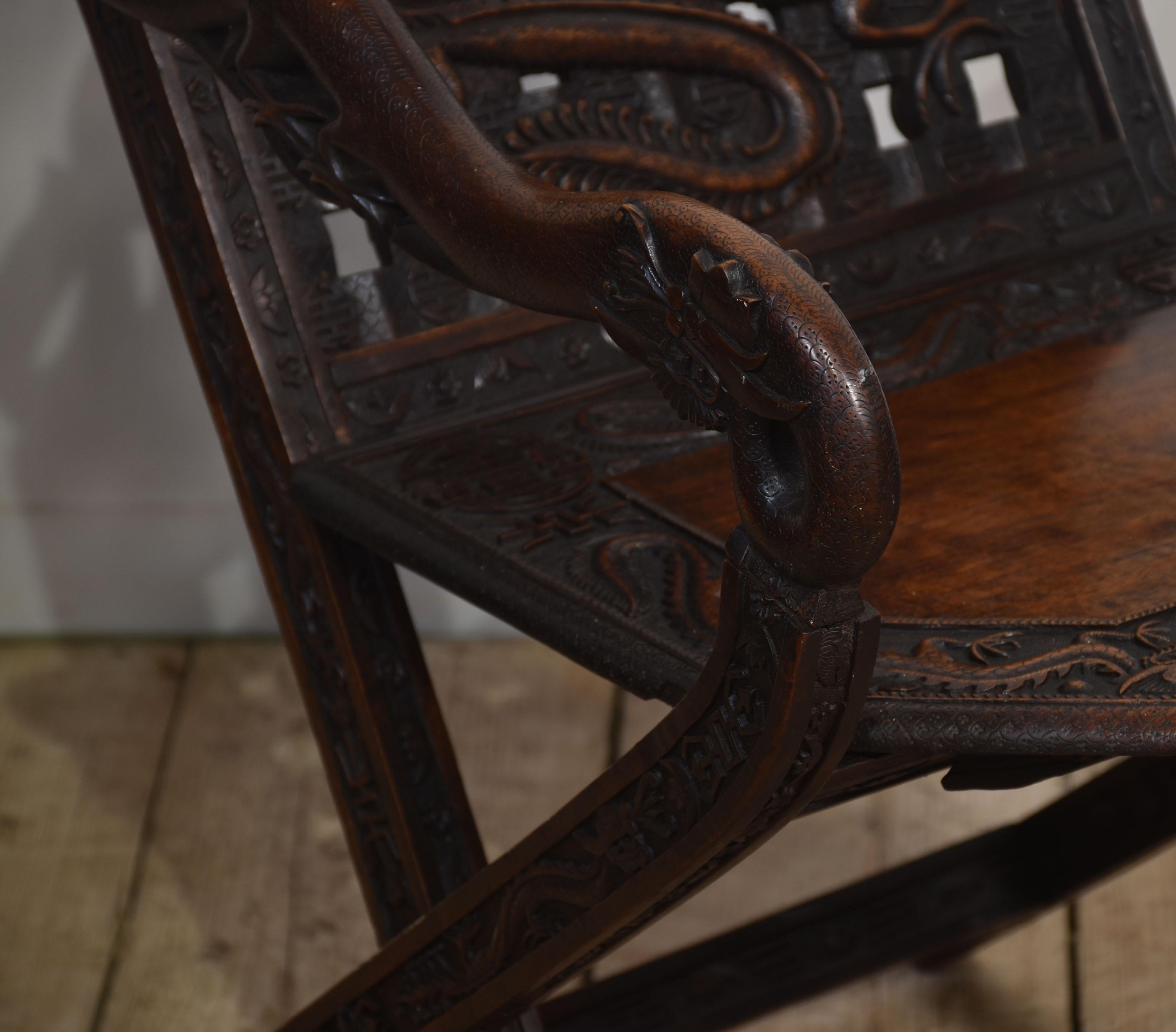 19th Century Pair of 19th century Chinese folding armchairs For Sale