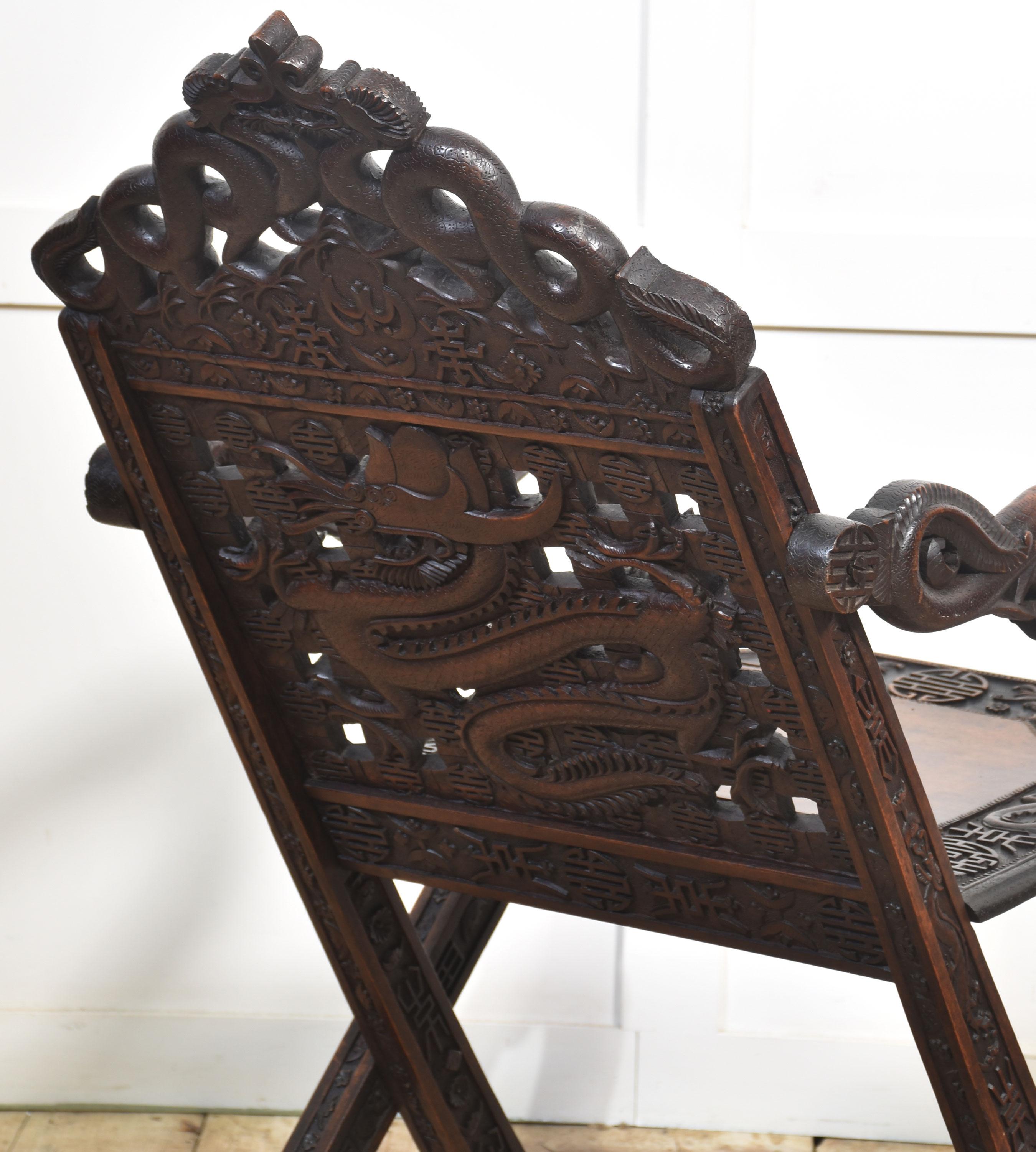 Pair of 19th century Chinese folding armchairs For Sale 3