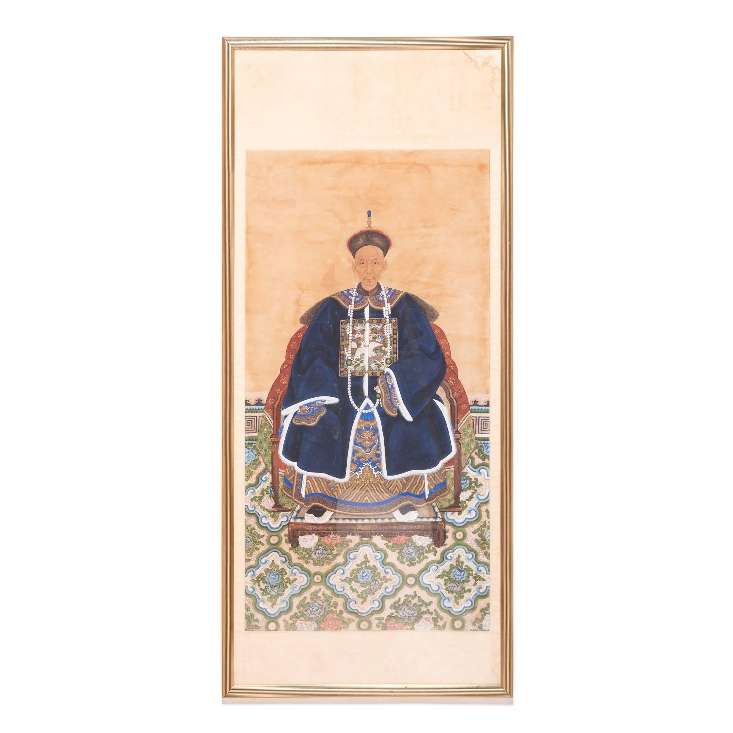 Pair of 19th Century Chinese Framed Ancestor Portraits 1