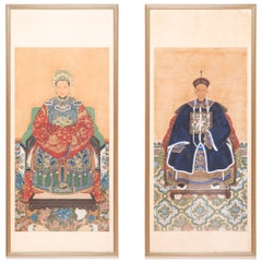 Pair of 19th Century Chinese Framed Ancestor Portraits