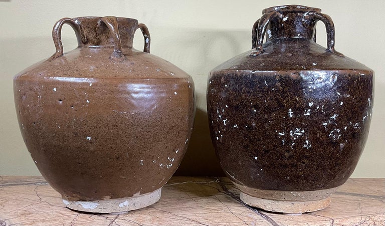 Pair of 19th Century Chinese Glazed Stoneware Jars For Sale 5